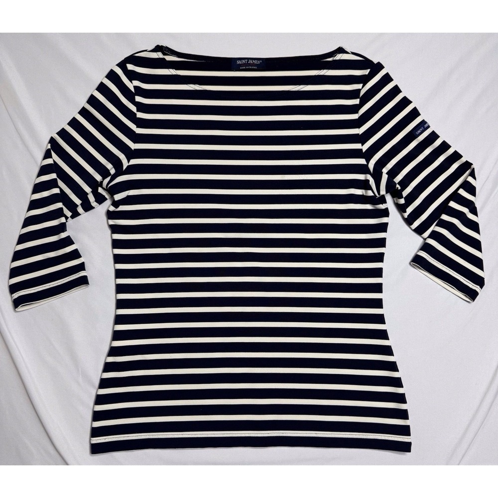 Saint James Meridien Breton‎ Striped Shirt Navy White Made in France Size 6
